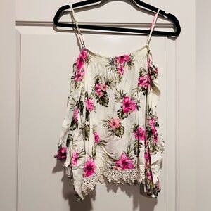 Forever 21 Floral Pink and White Blouse